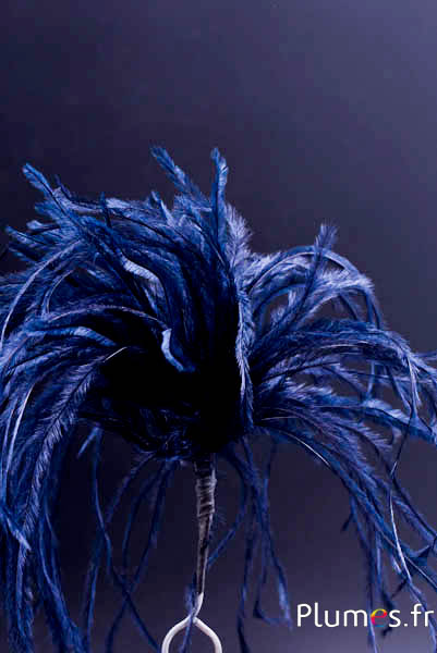 Plumet autruche avec anneau - ht 15 cm - noir-bleu nuit